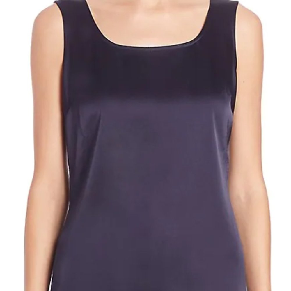 St. John Caviar Silk Tank Top | Navy | Size XL